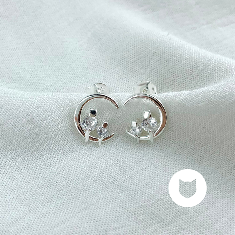 ARETES DE PLATA 925 Y CRISTALES GATO AR2833L22