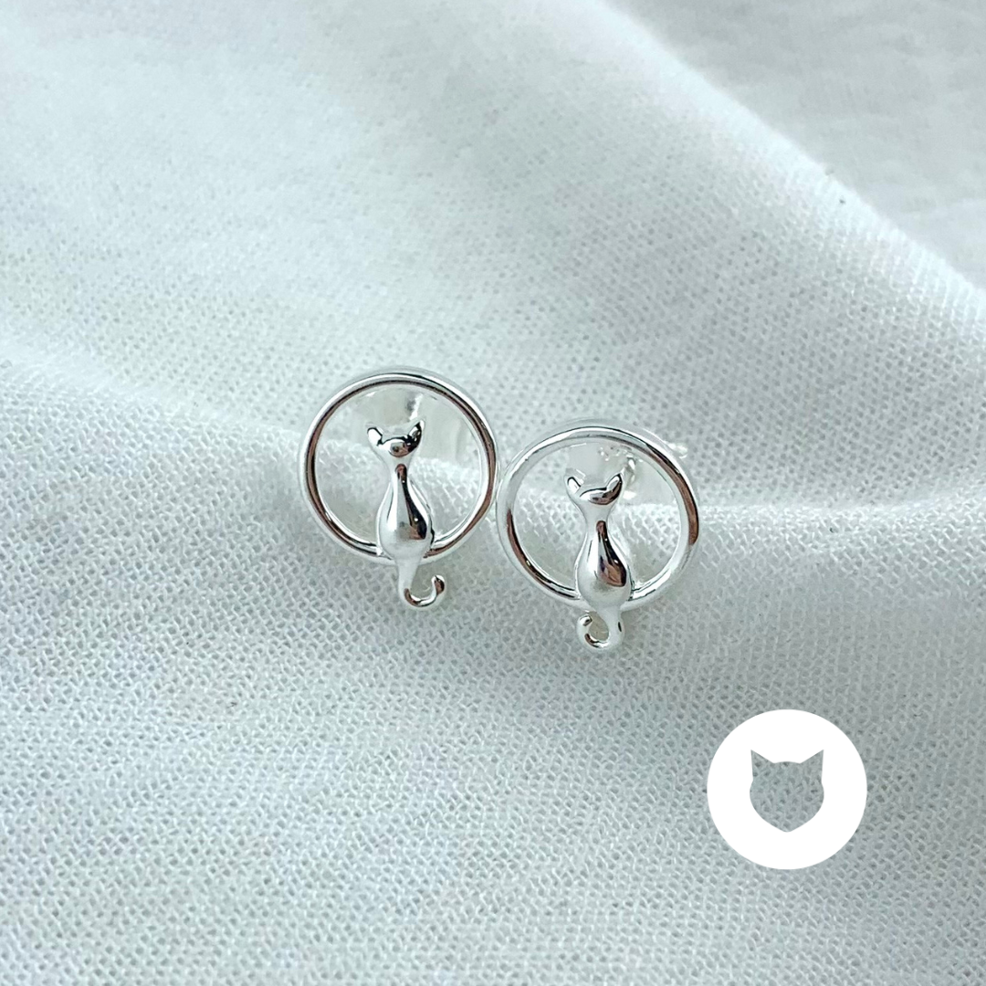 ARETES DE PLATA 925 GATO AR2834L26