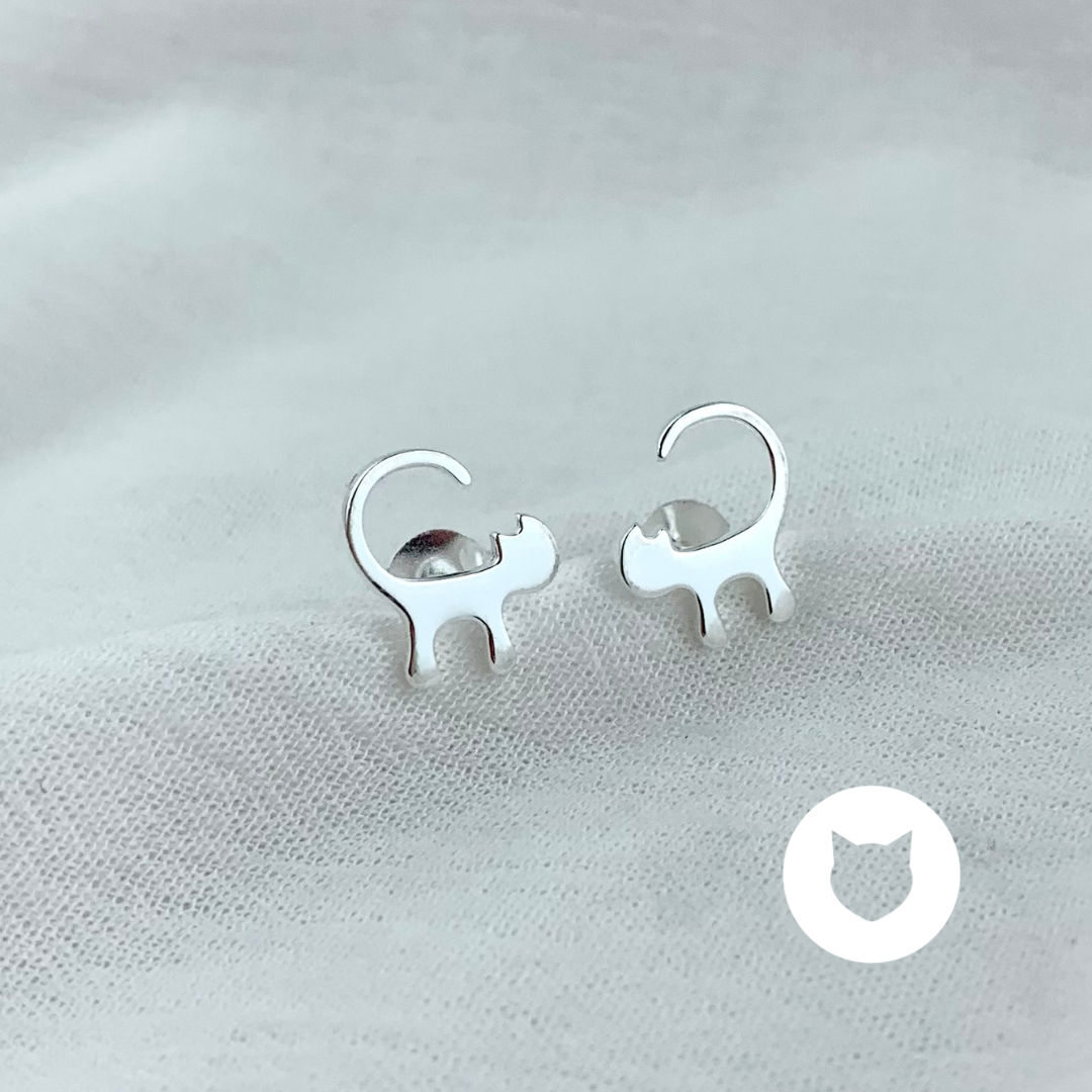 ARETES DE PLATA 925 GATO AR2843L28