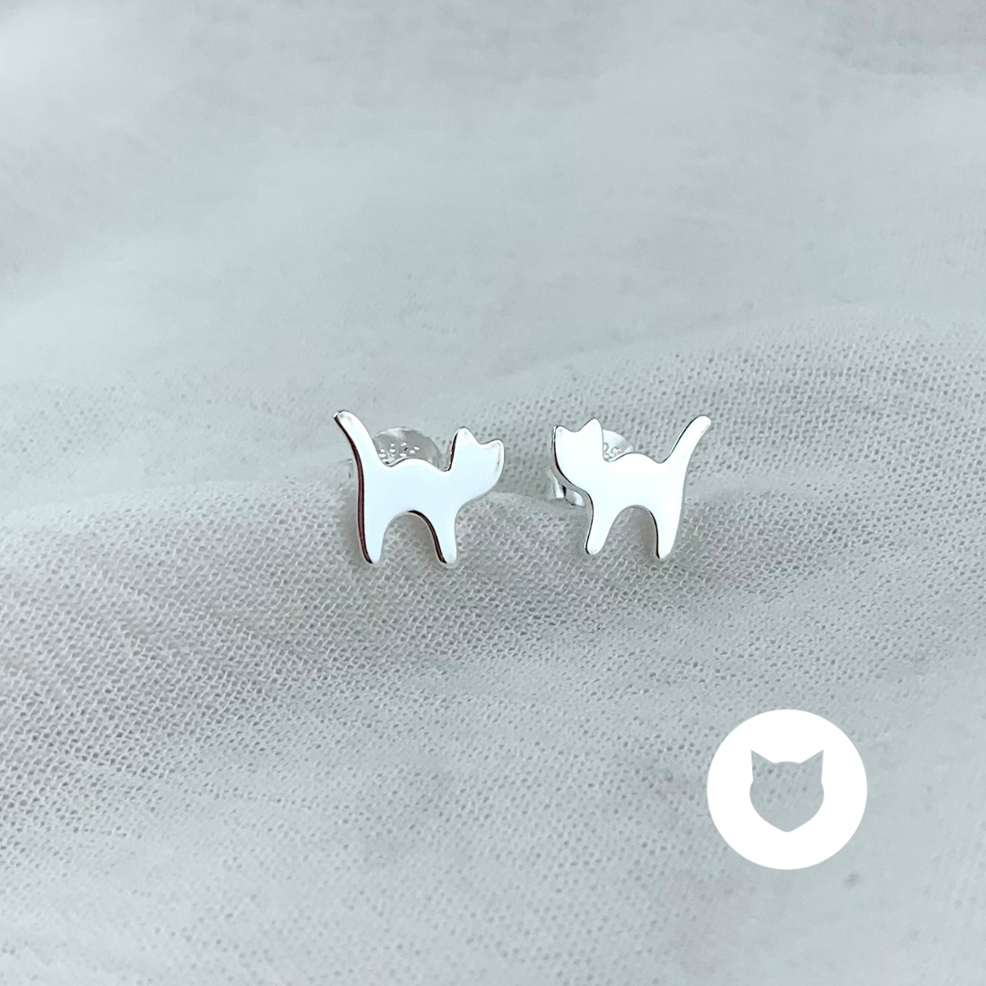 ARETES DE PLATA 925 GATO AR2845L27