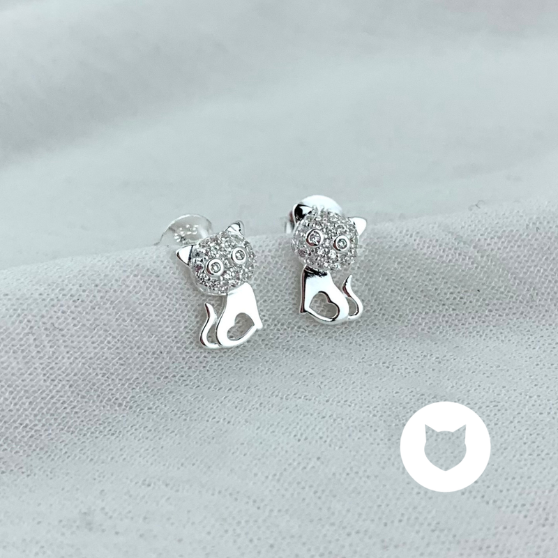 ARETES DE PLATA 925 Y CRISTALES GATO AR2848L30