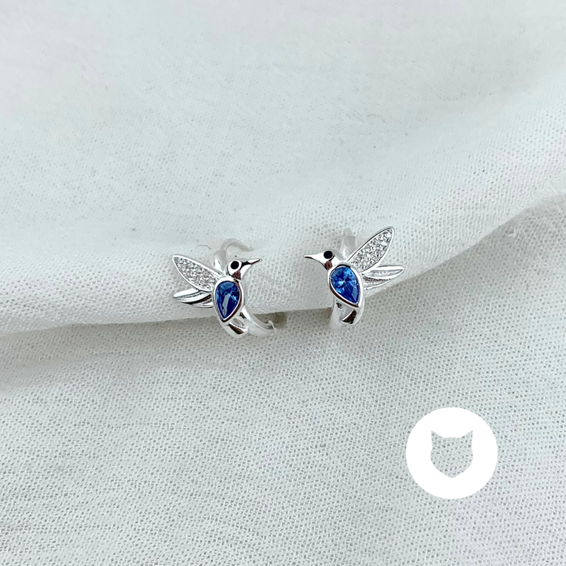 ARGOLLAS DE PLATA 925 Y CRISTALES COLIBRÍ AG1682L20