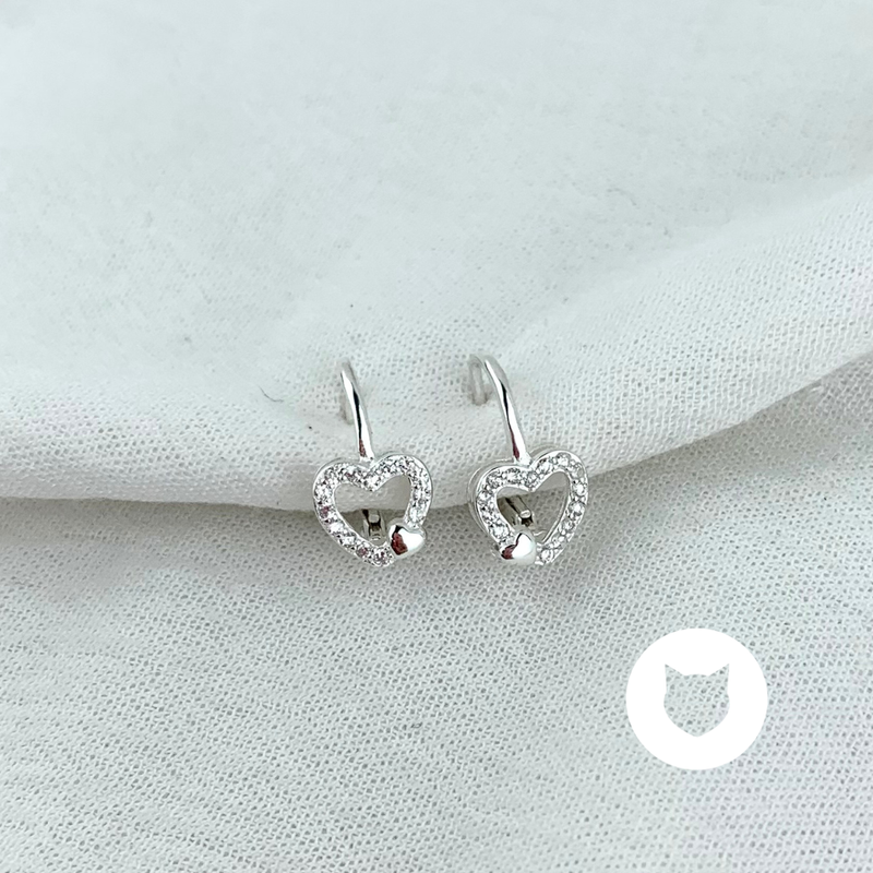 ARGOLLAS DE PLATA 925 Y CRISTALES CORAZÓN AG1683L26