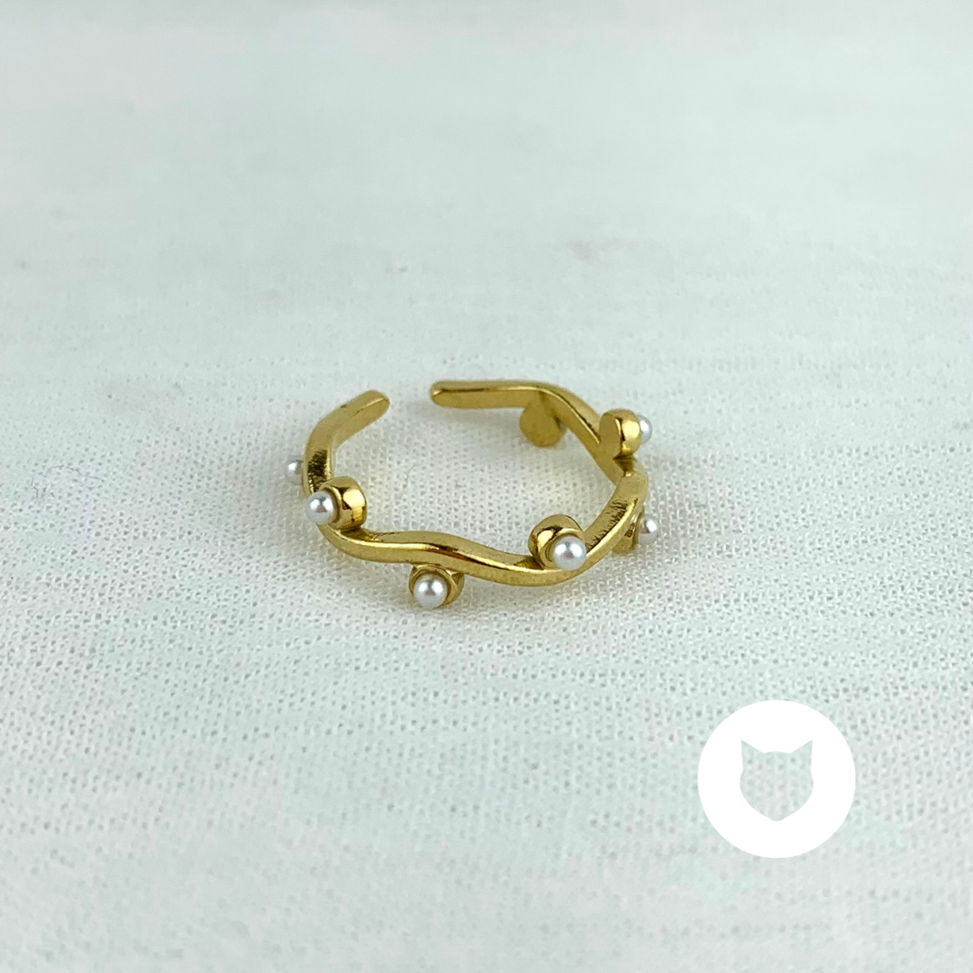 ?ANILLO DE ACERO INOXIDABLE Y PERLAS SINT�TICAS AN3677G66