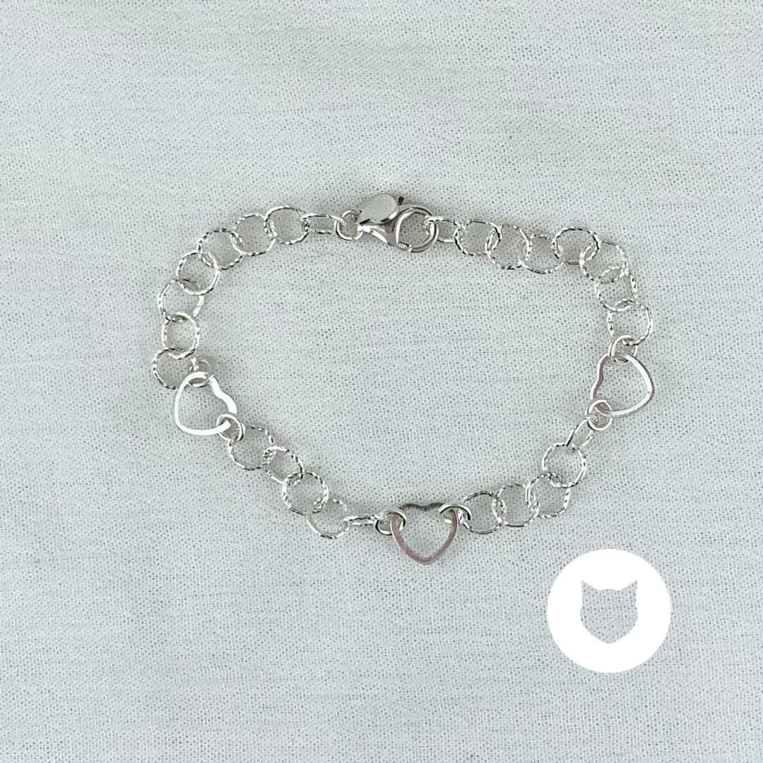 PULSERA DE PLATA 925 CORAZONES PU1829L22