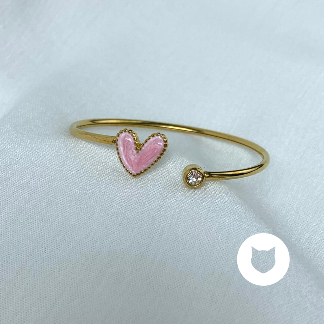 BRAZALETE DE ACERO INOXIDABLE Y CRISTAL CORAZ?N ROSA PU1833G75