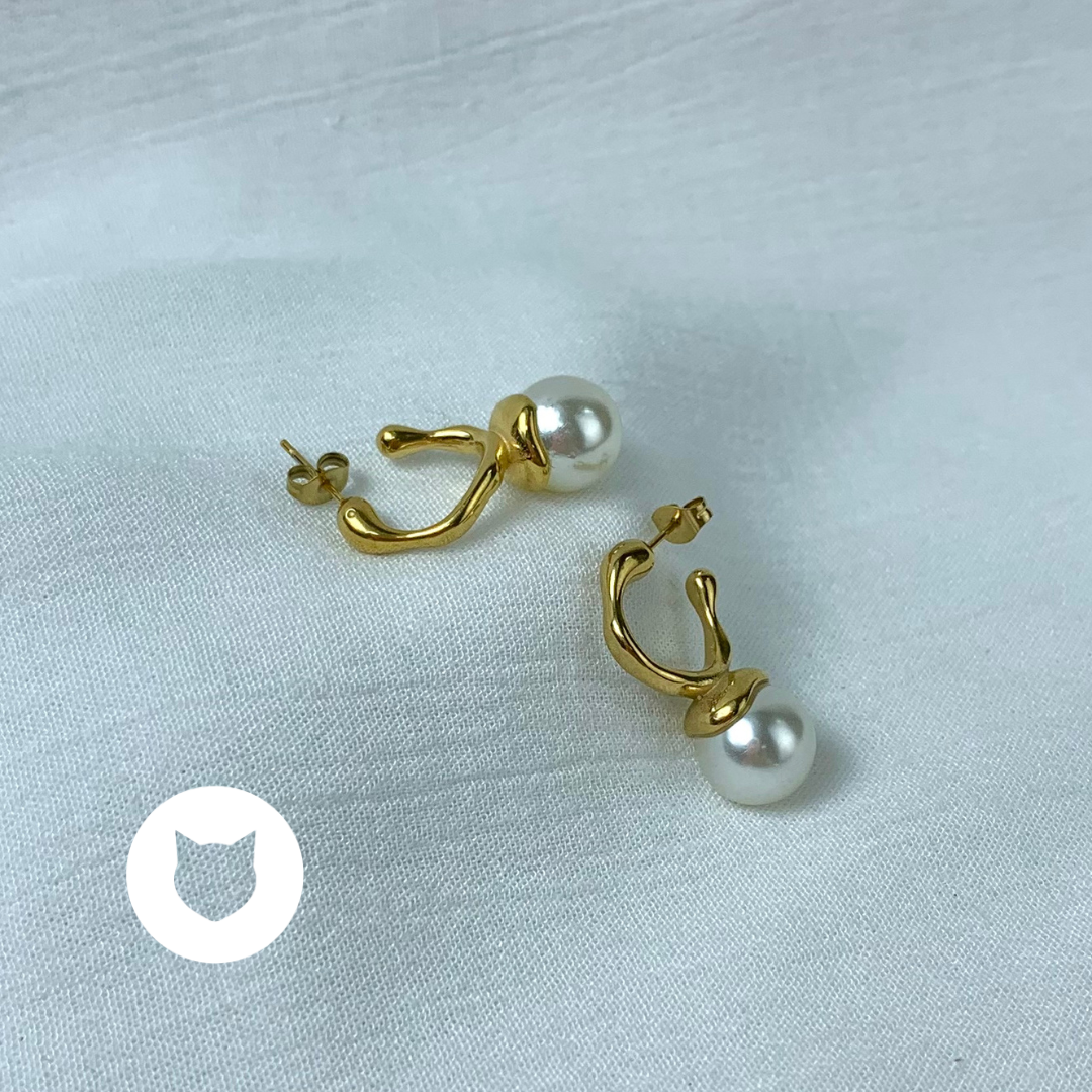 ARGOLLAS DE ACERO INOXIDABLE PERLA SINTÉTICA AG1702G41