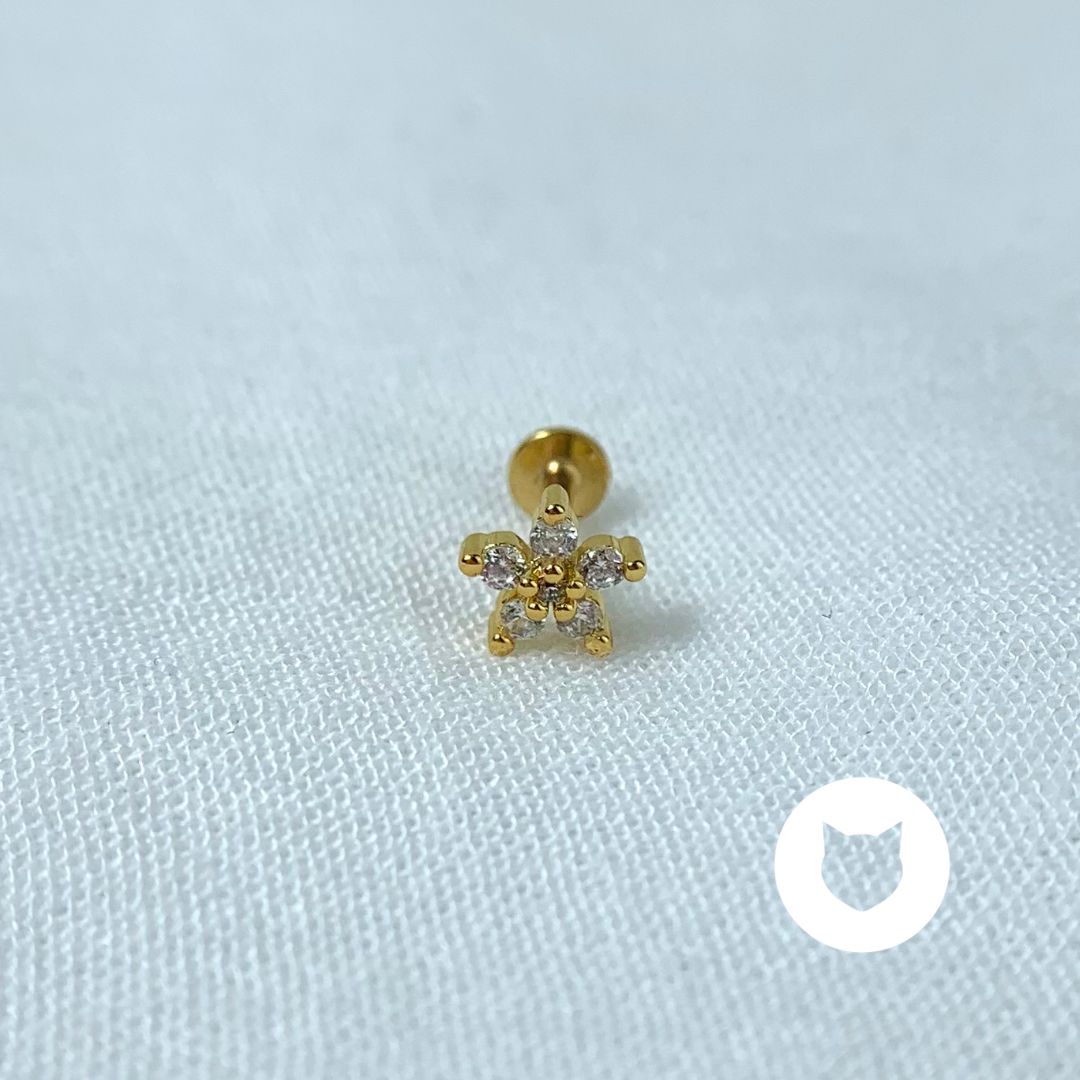 ARETE DE ACERO INOXIDABLE Y CRISTALES FLOR AB0516G54