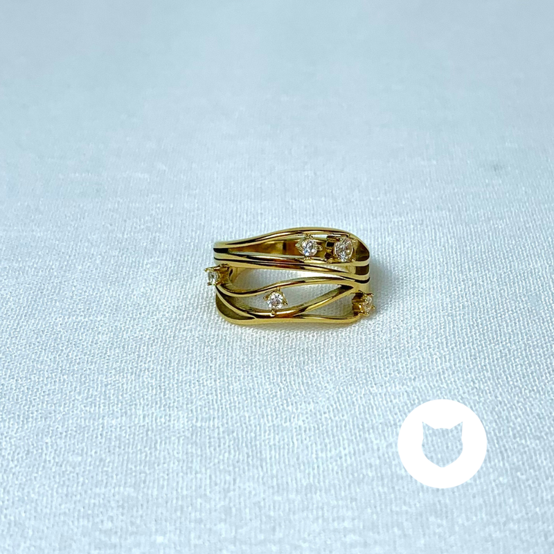ANILLO DE ACERO INOXIDABLE Y CRISTALES AN3683G50