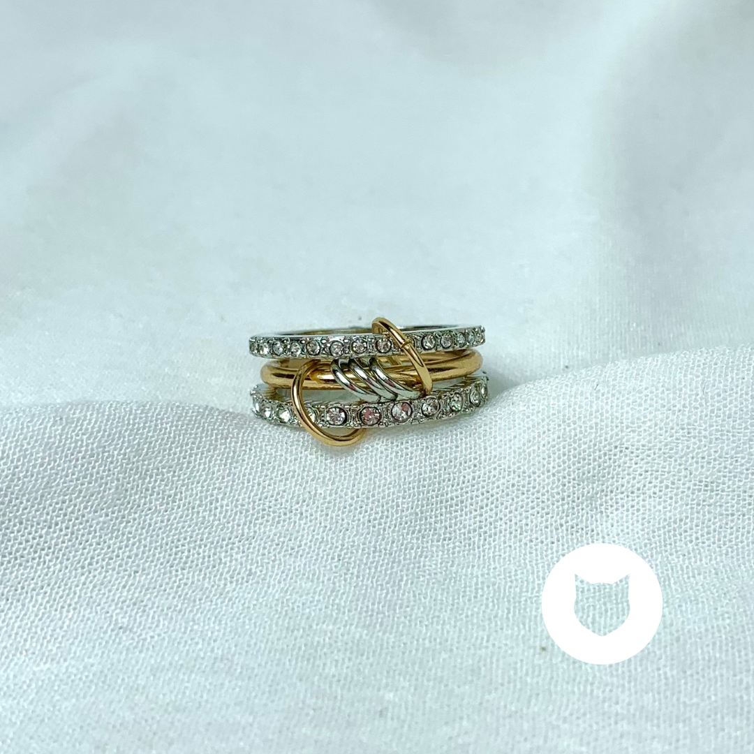 ANILLO DE ACERO INOXIDABLE Y CRISTALES AN3684G49