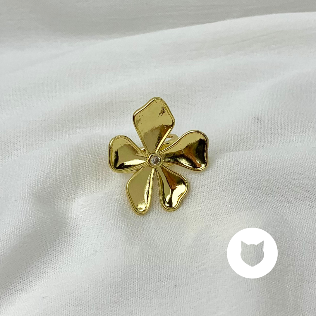 ANILLO DE BAÑO DE  ORO Y CRISTAL FLOR AN3679G30