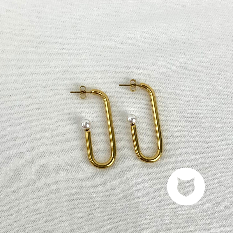 ARGOLLAS DE ACERO INOXIDABLE Y PERLA SINTÉTICA AG1704G74