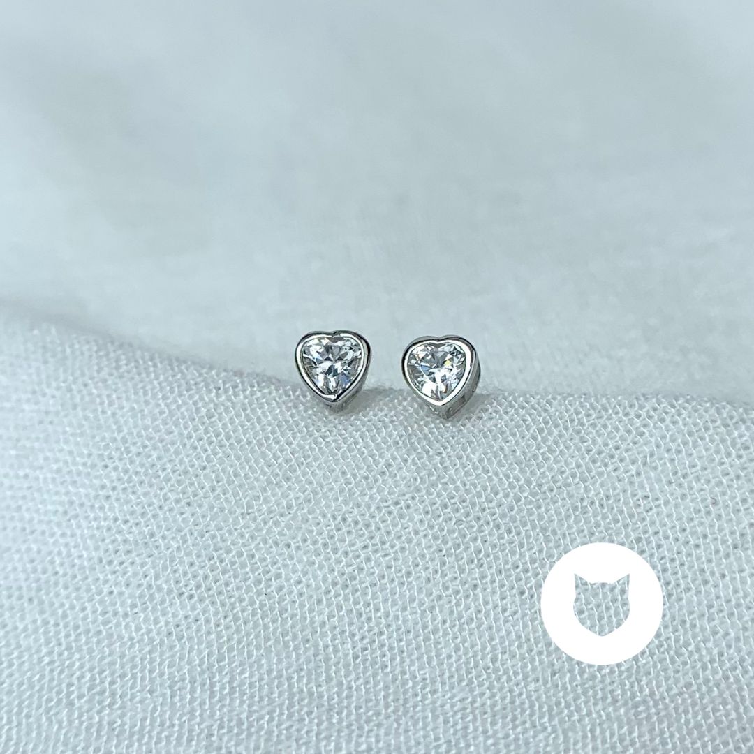 ARETES DE PLATA 925 Y CRISTAL CORAZÓN AB0519L25