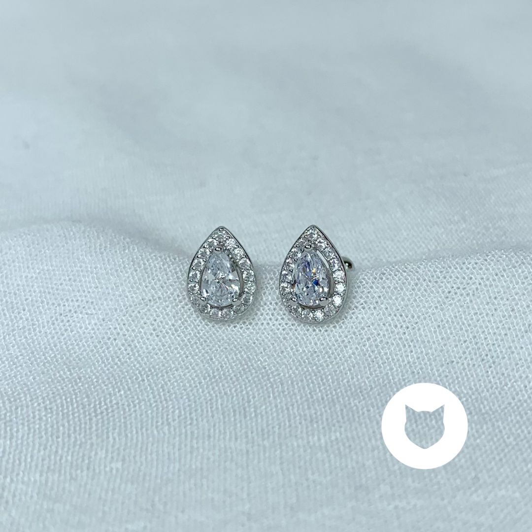 ARETES DE PLATA 925 Y CRISTALES GOTA AB0521L24