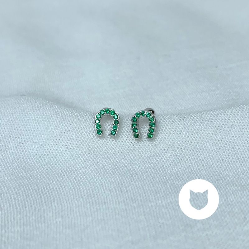 ARETES DE PLATA 925 Y CRISTALES VERDES HERRADURA AB0522L24