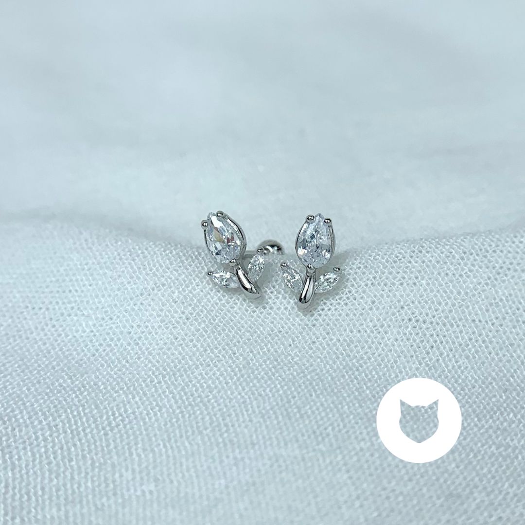 ARETES DE PLATA 925 Y CRISTALES TULIPÁN AB0523L26