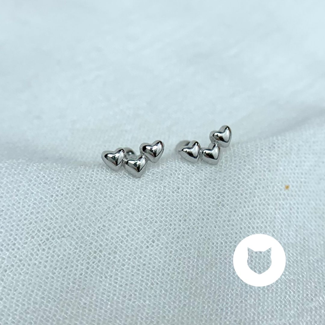 ARETES DE PLATA 925 TRÍO CORAZONES AB0524L27