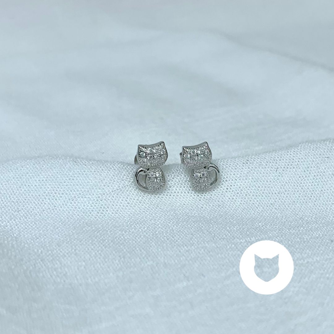 ARETES DE PLATA 925 Y CRISTALES GATO AR2854L28