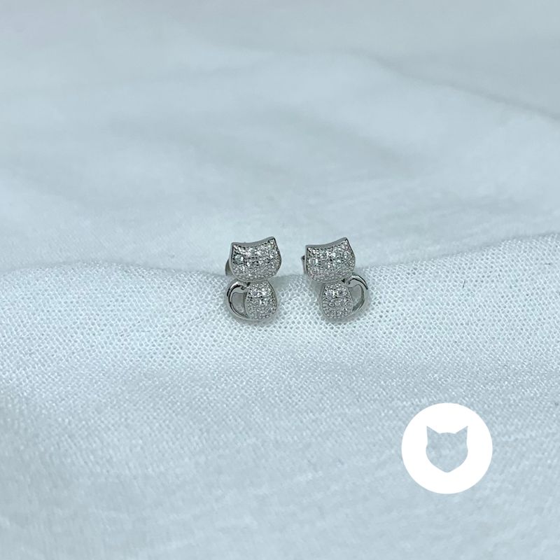 ARETES DE PLATA 925 Y CRISTALES GATO AR2854L28