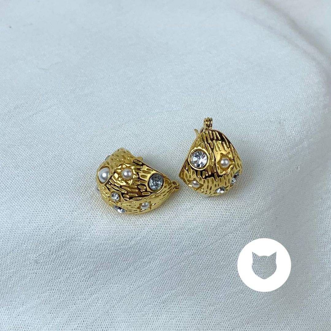 ARGOLLAS DE ACERO INOXIDABLE Y CRISTALES CON PERLAS SINTÉTICAS AG1725G53