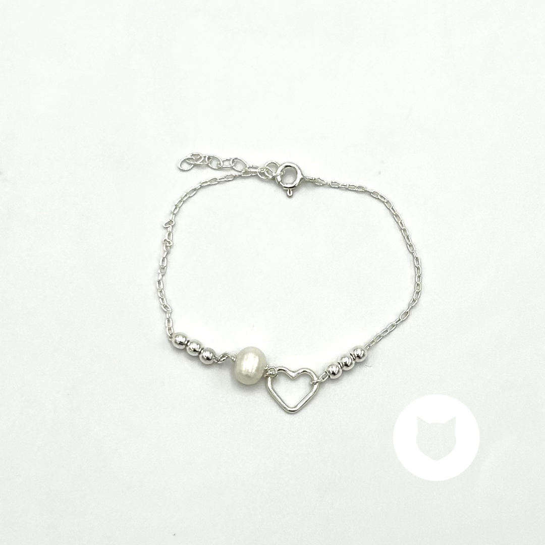PULSERA DE PLATA 925 Y PERLA CULTIVADA CORAZÓN PU1875L23