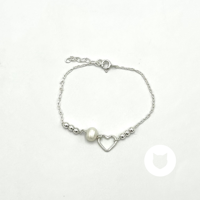 PULSERA DE PLATA 925 Y PERLA CULTIVADA CORAZÓN PU1875L23
