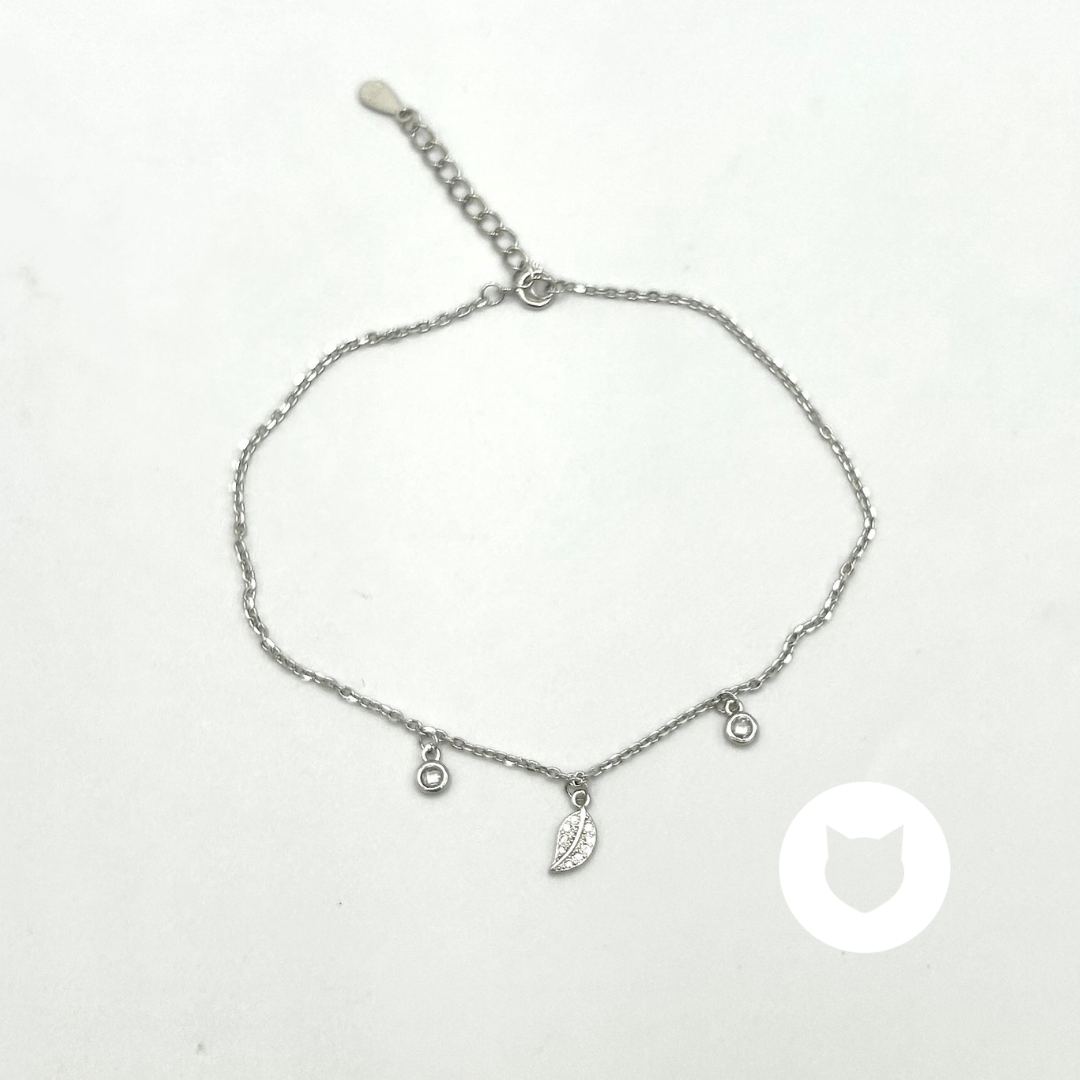 TOBILLERA DE PLATA 925 Y CRISTALES HOJA TO0096L23