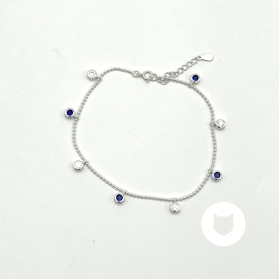TOBILLERA DE PLATA 925 Y CRISTALES TO0097L20