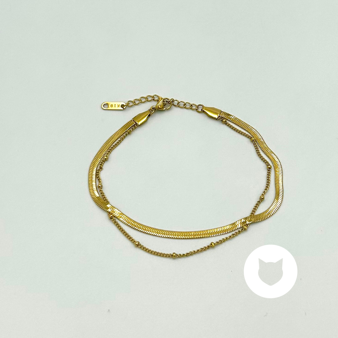 ​TOBILLERA DOBLE DE ACERO INOXIDABLE TO0110G34