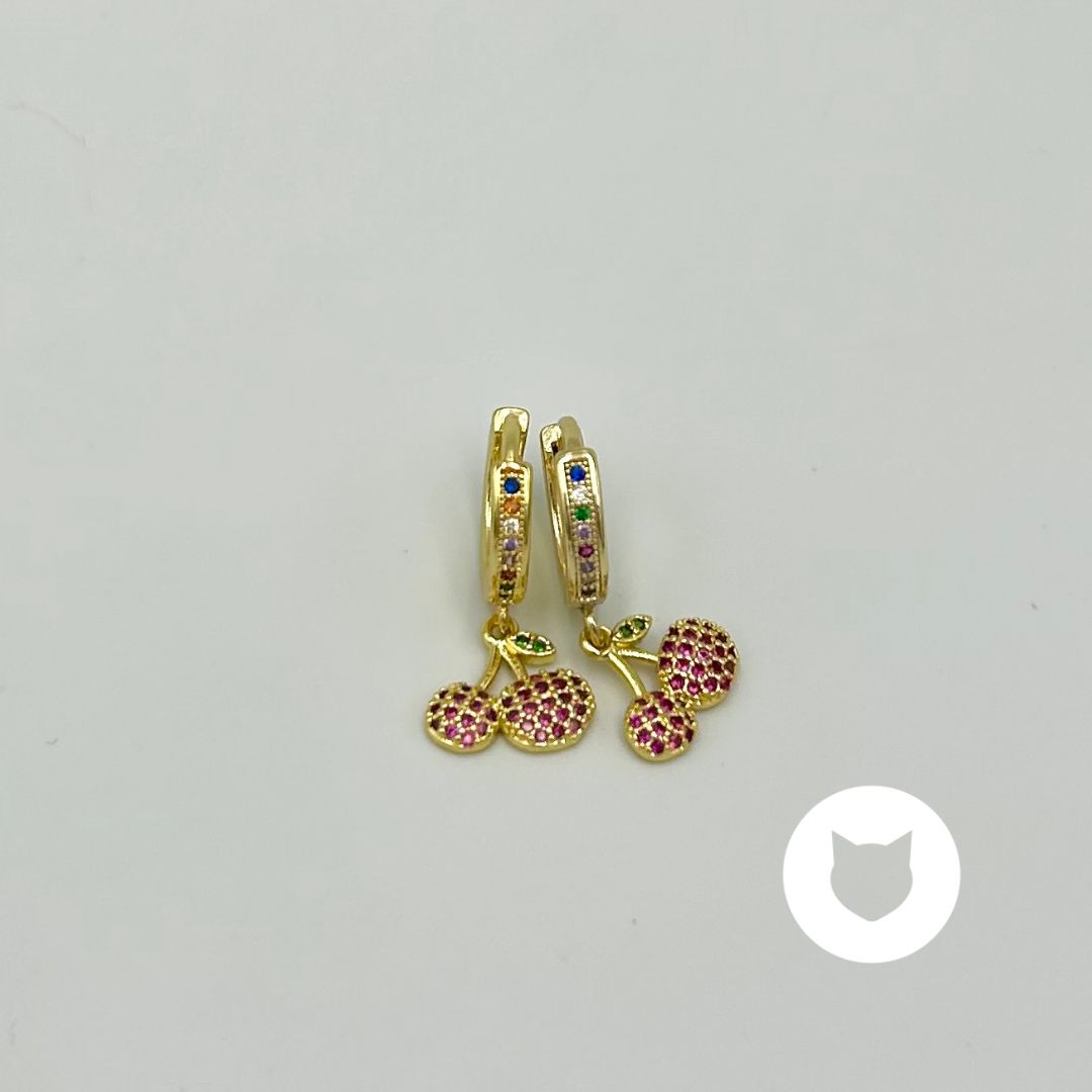 ​​ARGOLLAS DE ACERO INOXIDABLE Y CRISTALES CEREZAS AG1739G42