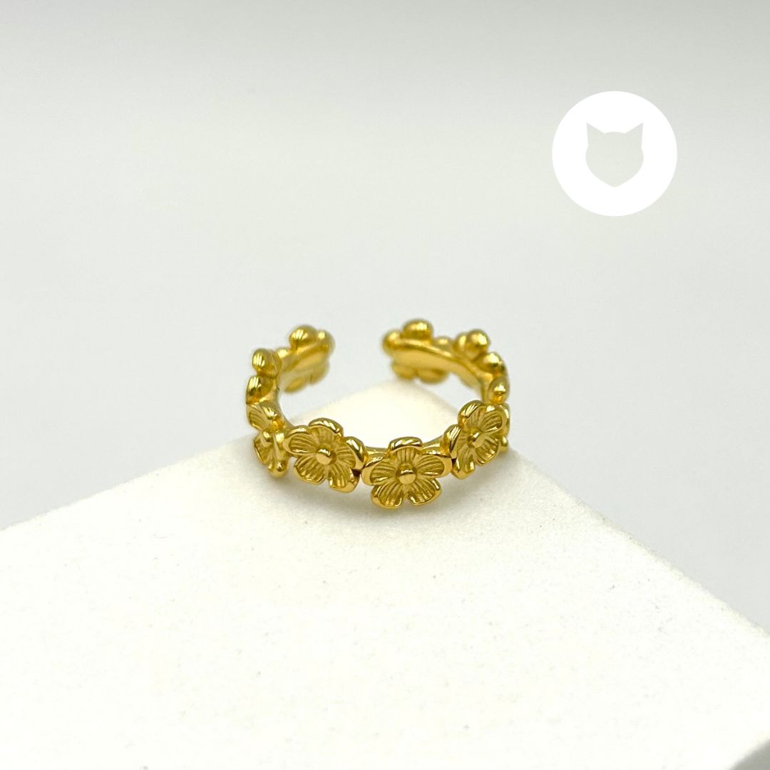 ANILLO DE ACERO INOXIDABLE FLORES AN3700G83