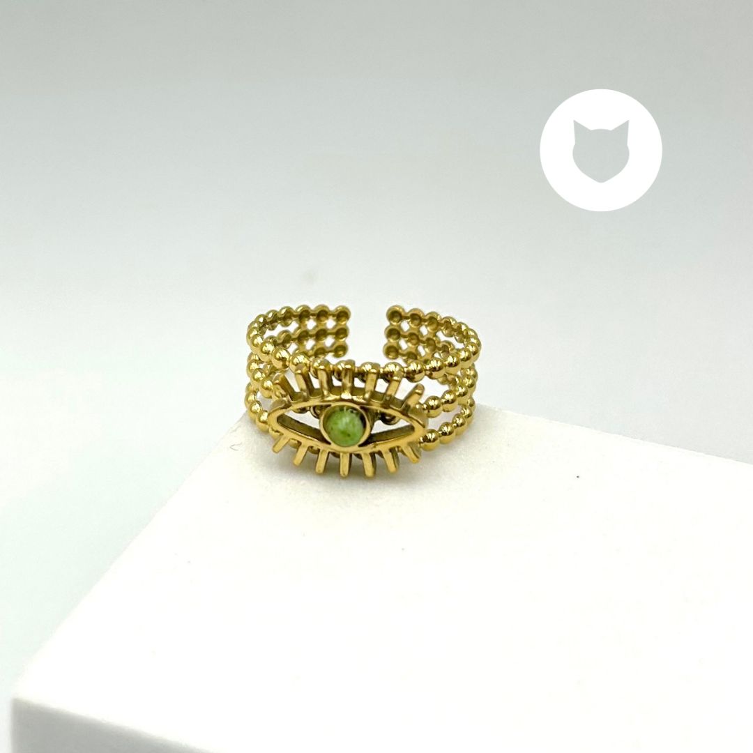 ANILLO DE ACERO INOXIDABLE OJO TURCO AN3707G59