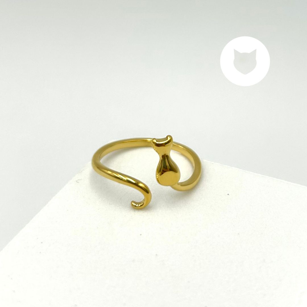 ANILLO DE ACERO INOXIDABLE GATO AN3709G45