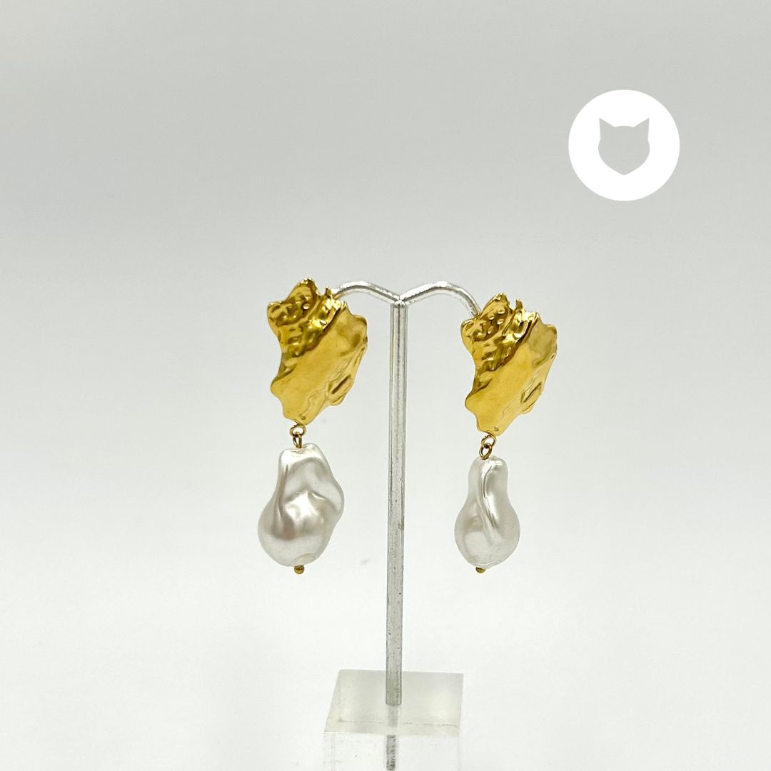 ARETES DE ACERO INOXIDABLE Y PERLA SINTÉTICA AR2868G44