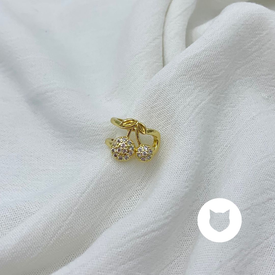 EARCUFF DE BAÑO DE ORO Y CRISTALES CEREZAS EA0715G30