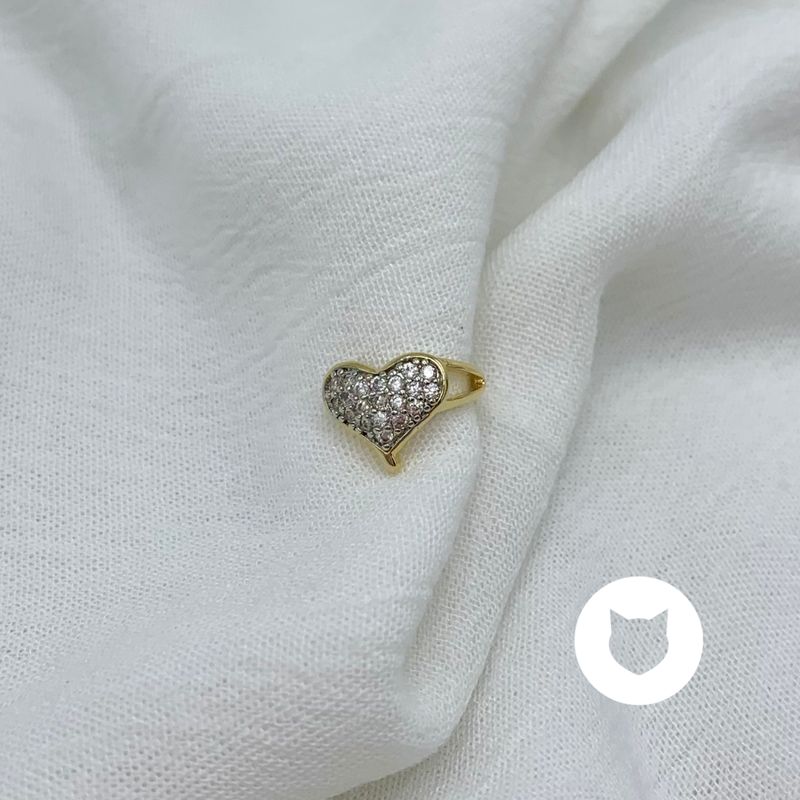 EARCUFF DE BAÑO DE ORO Y CRISTALES CORAZÓN EA0720G32