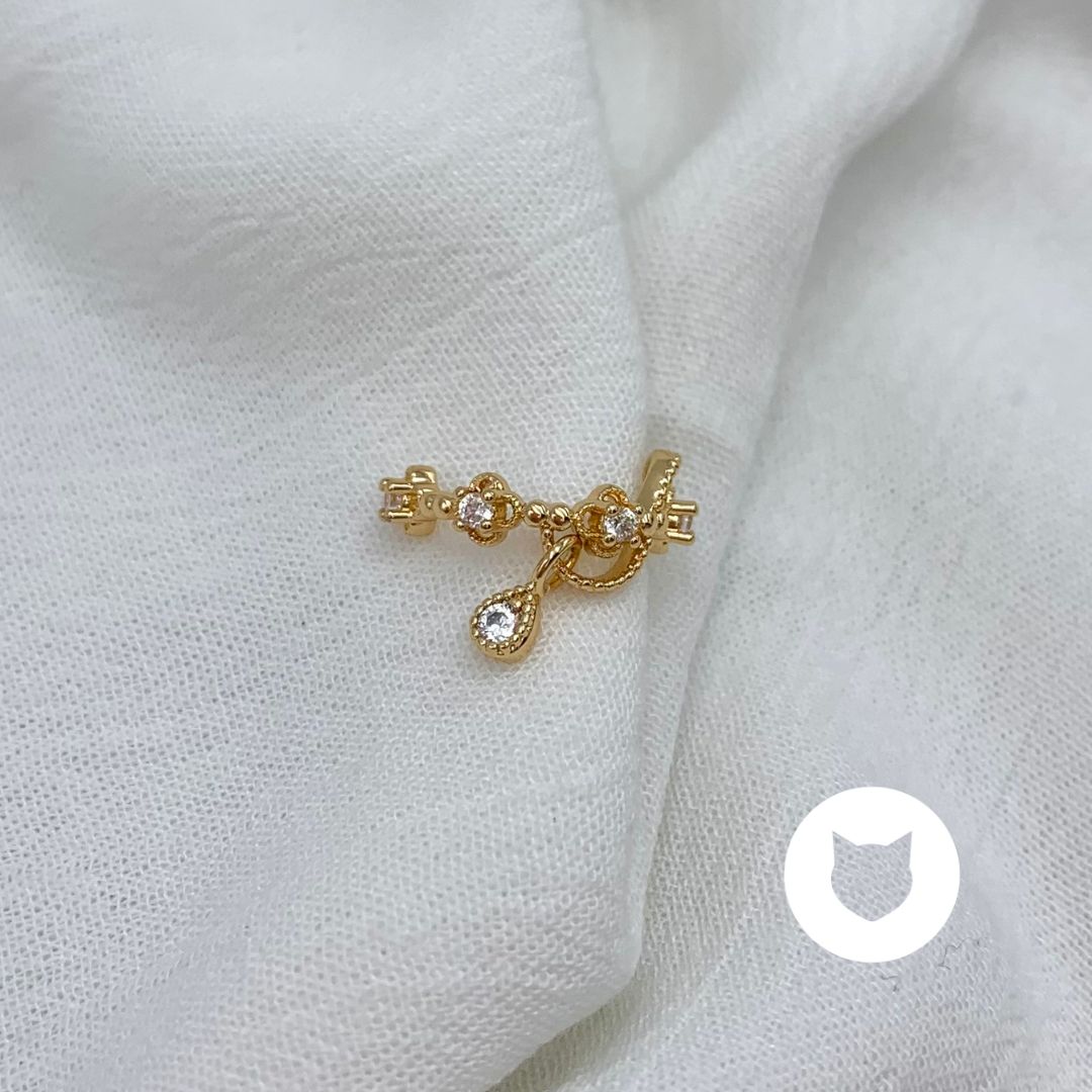 EARCUFF DE BAÑO DE ORO Y CRISTALES EA0718G30