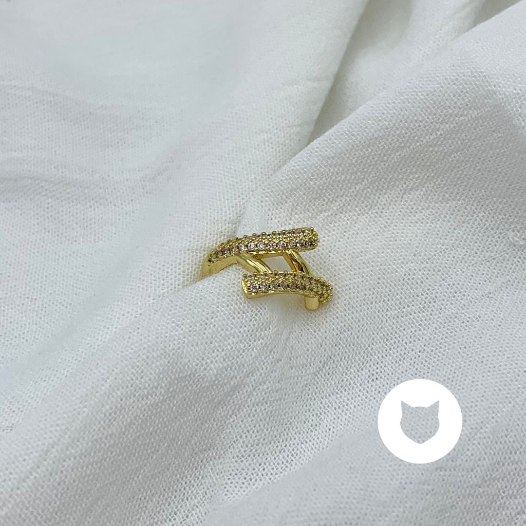 EARCUFF DE BAÑO DE ORO Y CRISTALES EA0723G30