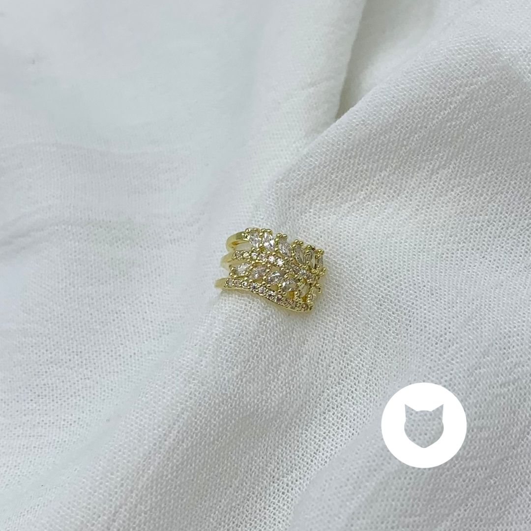 EARCUFF DE BAÑO DE ORO Y CRISTALES EA0728G32