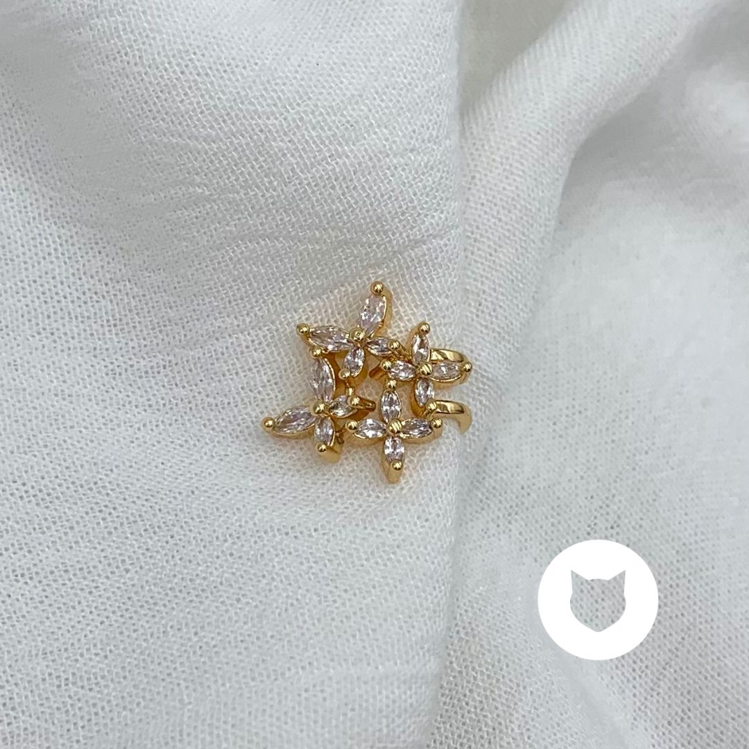 EARCUFF DE BAÑO DE ORO Y CRISTALES EA0733G32