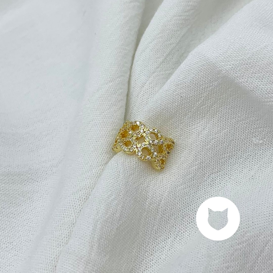 EARCUFF DE BAÑO DE ORO Y CRISTALES EA0731G30
