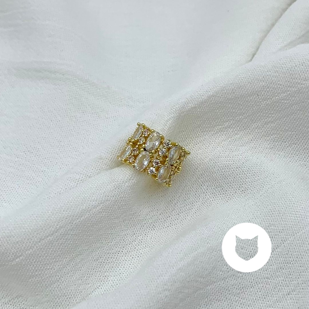 EARCUFF DE BAÑO DE ORO Y CRISTALES EA0735G30