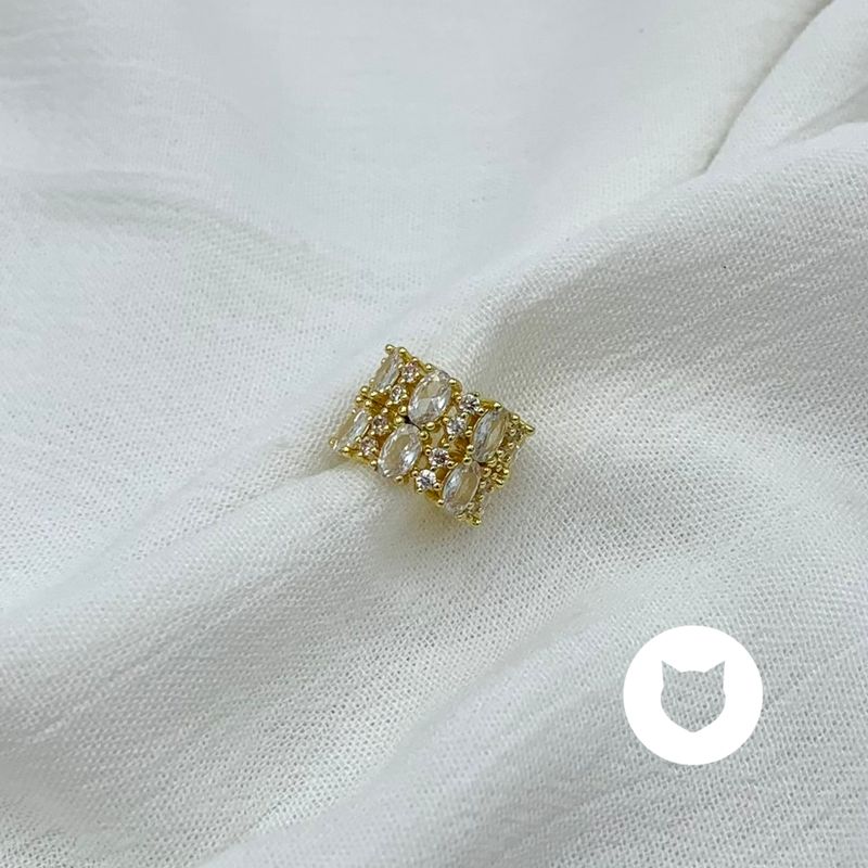 EARCUFF DE BAÑO DE ORO Y CRISTALES EA0735G30