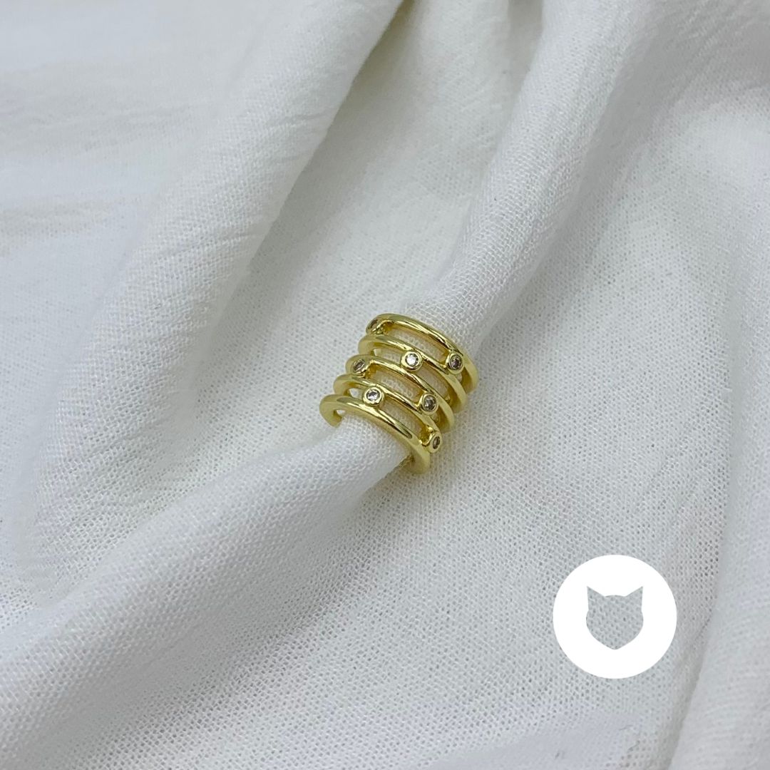 EARCUFF DE BAÑO DE ORO Y CRISTALES EA0737G91