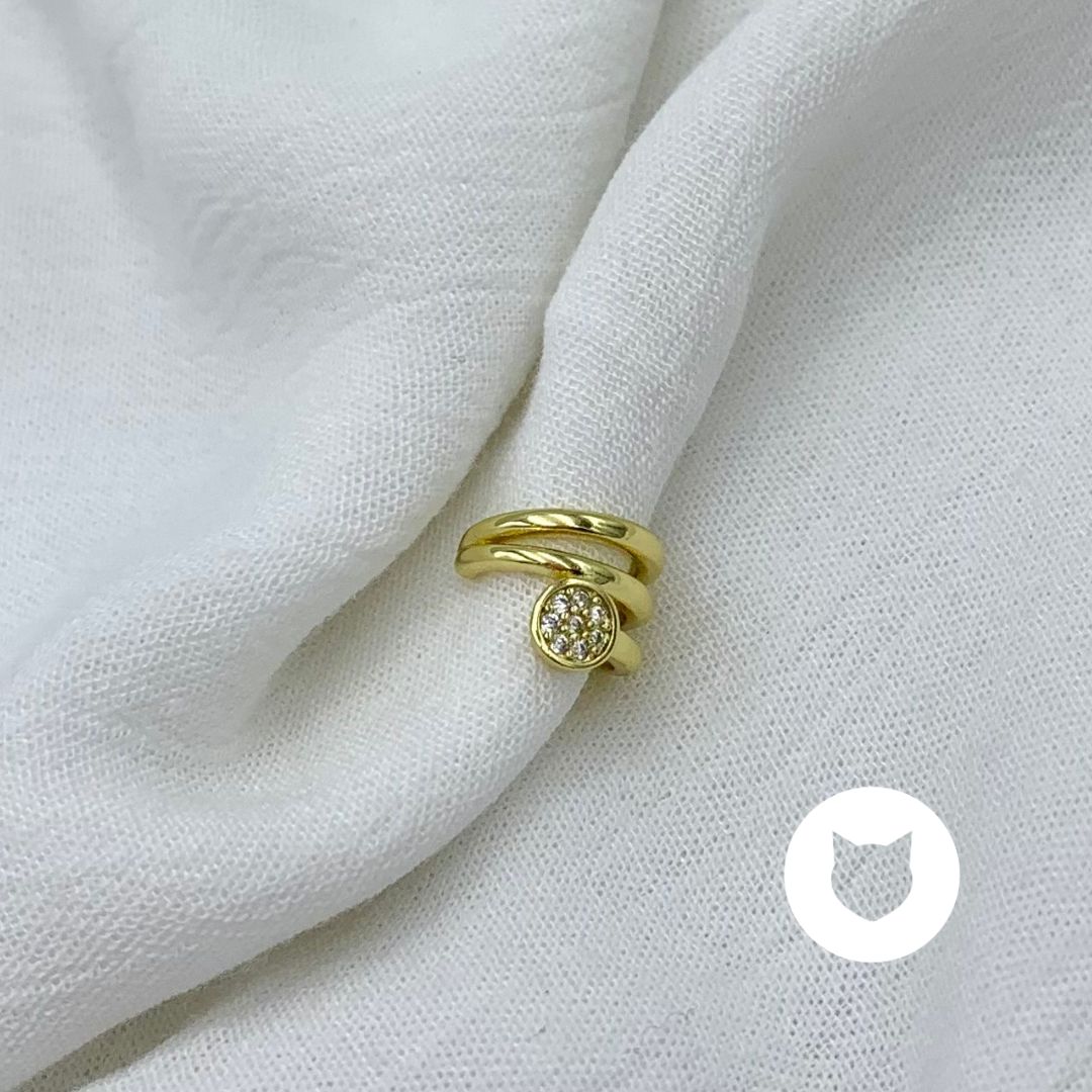 EARCUFF DE BAÑO DE ORO Y CRISTAL EA0743G60