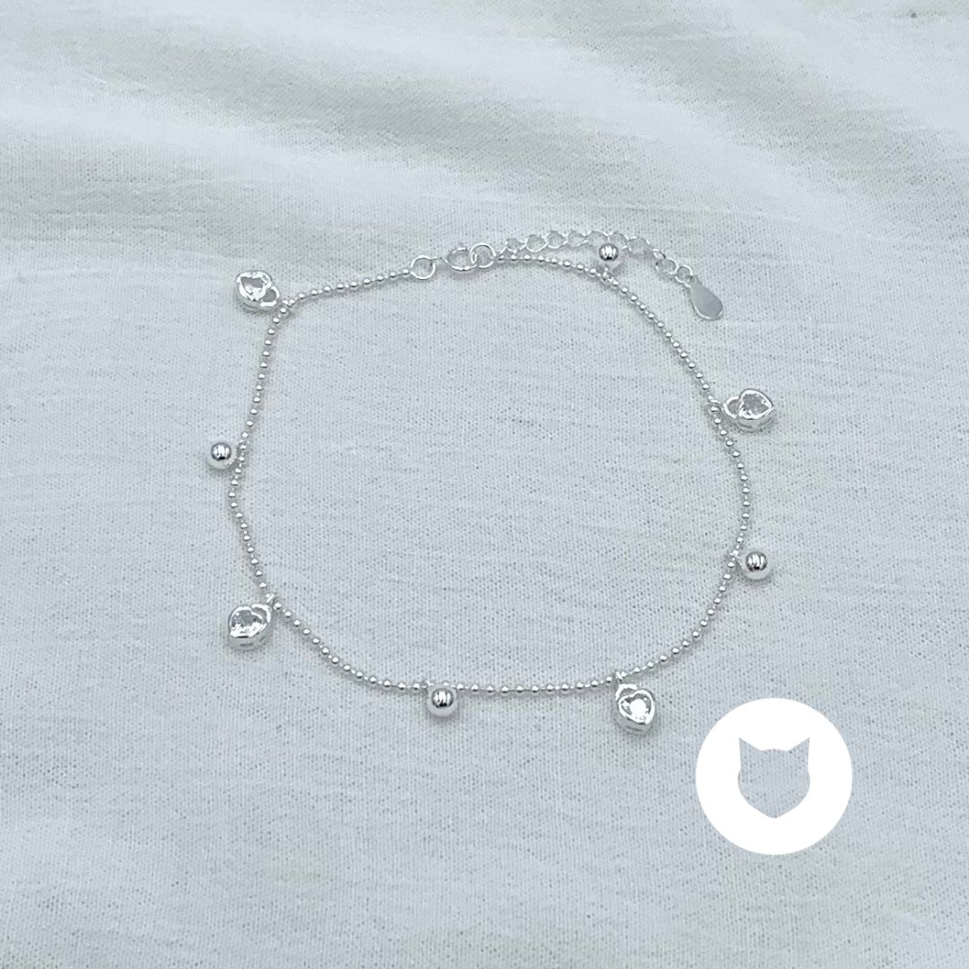 TOBILLERA DE PLATA 925 Y CRISTALES TO0117L23