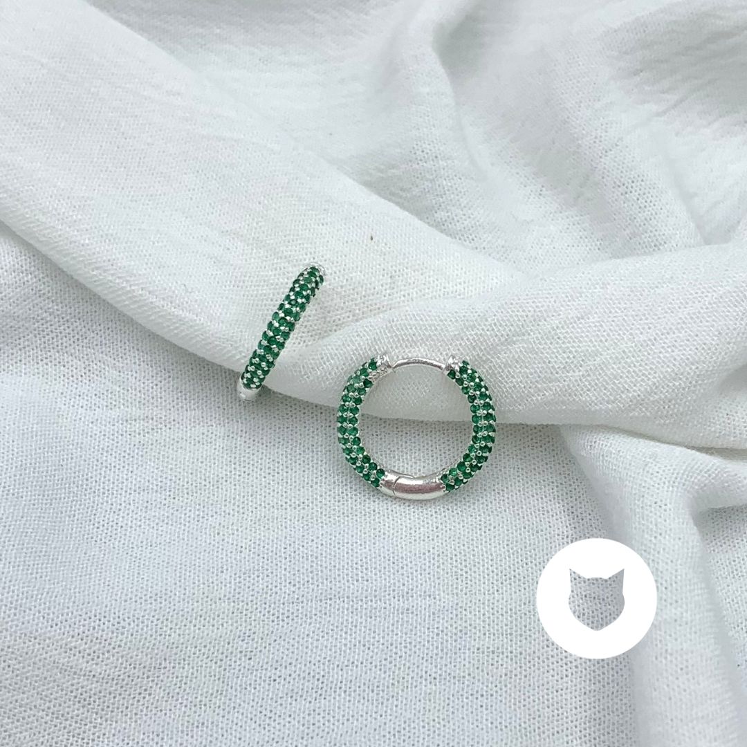 ​ARGOLLAS DE PLATA 925 Y CRISTALES VERDES AG1766L25