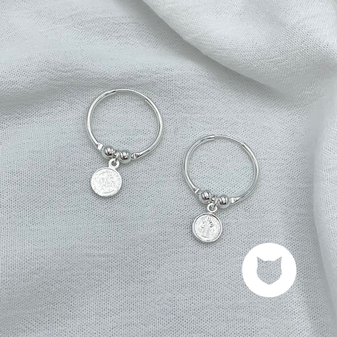 ARGOLLAS DE PLATA 925 MEDALLA SAN BENITO AG1773L29