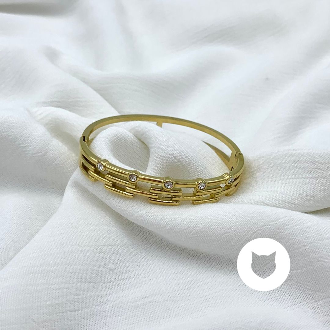 BRAZALETE DE ACERO INOXIDABLE Y CRISTALES PU1880G41