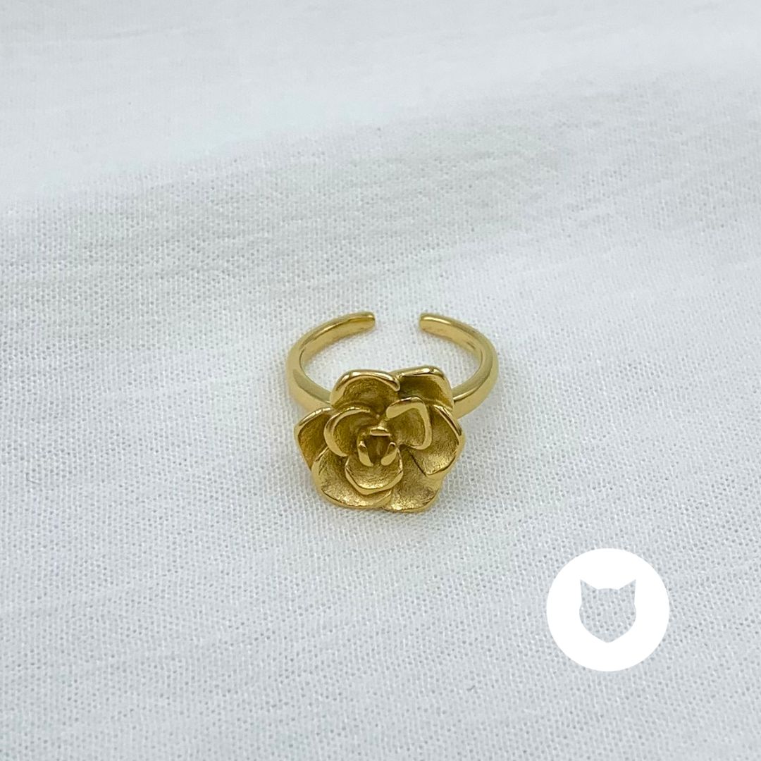 ANILLO DE ACERO INOXIDABLE FLOR AN3738G38